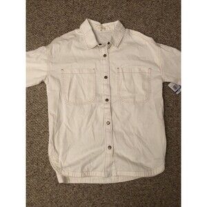 Ultra Flirt Medium Dress Long Sleeve Shirt Men's White with Snaps NWT Pockets